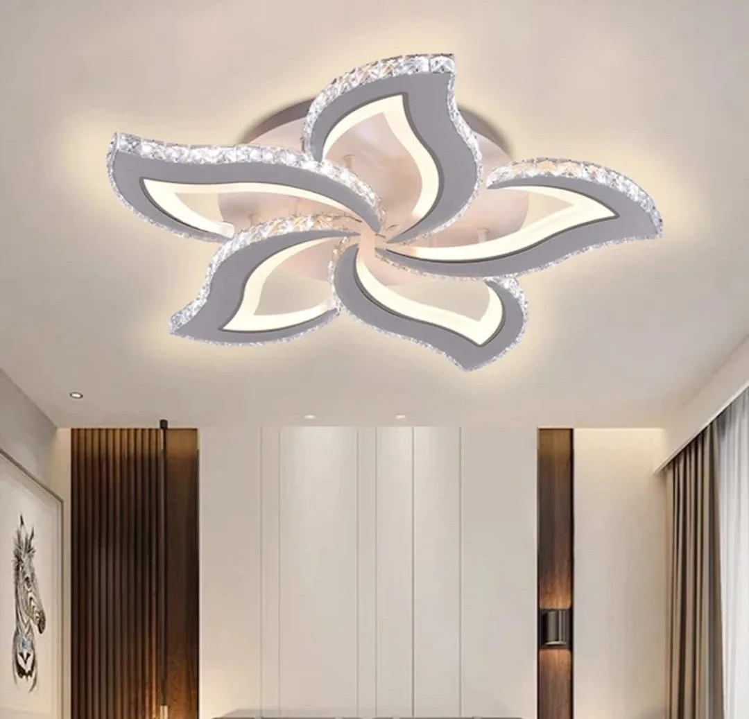 APLICE SI PLAFONIERE - Plafonieră LED 2839-5, 130W, cu Telecomandă, 3 Culori de Lumină, Design Alb Modern