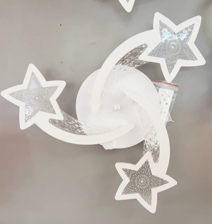 Plafonieră 3142/3, acril alb și transparent, design stele, 78W, diametru 50 cm [2]