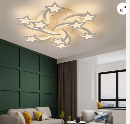 APLICE SI PLAFONIERE - Plafonieră 3142/6+3 acril alb transparent, design stele, 240W, 70 cm