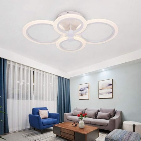 Plafonieră LED 2374/2+2 cu 4 Inele, 80W, 3 Trepte Culoare, Telecomandă, Alb, 60x40 cm [1]