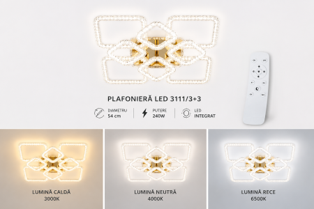 Plafonieră LED aurie 3112/4+4 cu 8 pătrate luminoase [2]