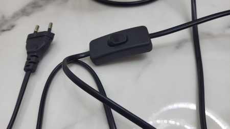 Veioză 8008, picior clepsidră negru, abajur textil E27 [3]