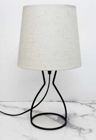 VEIOZE SI LAMPADARE - Veioză 8008, picior clepsidră negru, abajur textil E27