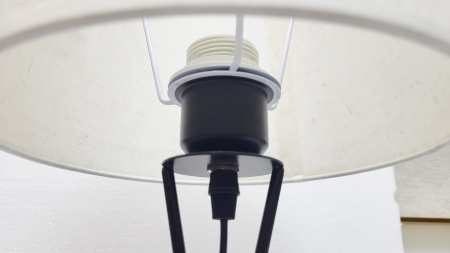 Veioză 8008, picior clepsidră negru, abajur textil E27 [2]