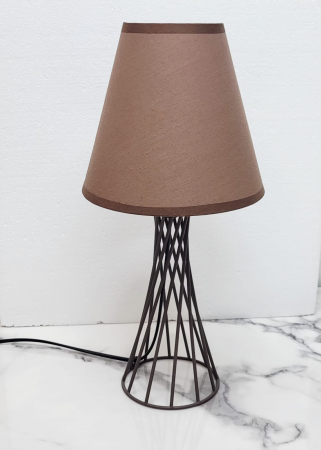 VEIOZE SI LAMPADARE - Veioză 8013 S, maro, abajur textil conic, picior spirală, E27