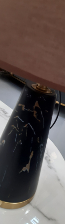 Veioză decorativă 9055 – Maro/Negru cu inserție albă, abajur textil, E27 [2]