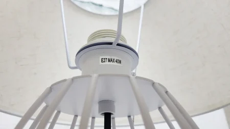 Veioză BDXT 8002, cilindrică, alb/bej, E27, textil [2]