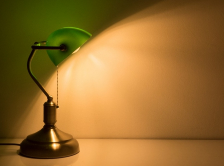 VEIOZE SI LAMPADARE - Veioză birou 17141 aurie cu abajur verde – E27, 36 cm