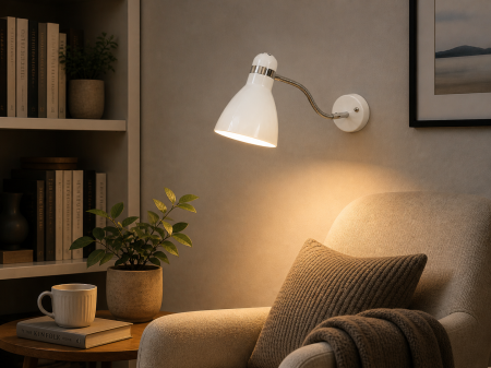 VEIOZE SI LAMPADARE - Veioză de perete 4714, braț flexibil, E27, alb/negru