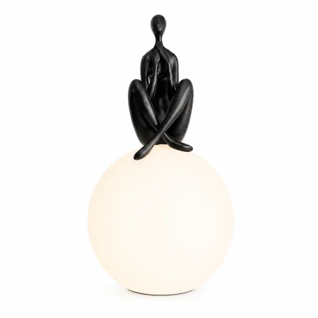 Veioză decorativă T1255 din rășină neagră cu glob acrilic alb 30 cm [1]