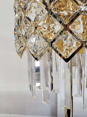 Veioză elegantă 88158 cu cristal K9 geometric, metal auriu și marmură albă, 50 cm [3]