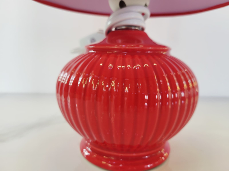 Veioza model 14502 din ceramica cu abajur textil, 29 cm, culori bleu, rosu si portocaliu, soclu E27 [3]