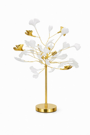 Veioză modernă 9080 cu petale decorative albe și structură aurie, design floral, 80 cm [2]