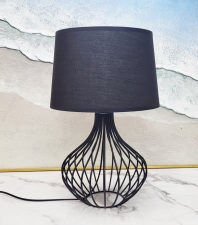 VEIOZE SI LAMPADARE - Veioză T8001, neagră, abajur textil, E27, 45 cm