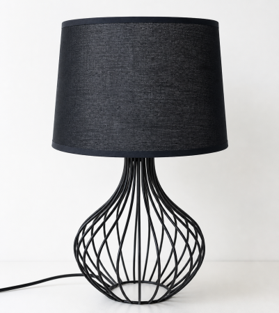 Veioză T8001, neagră, abajur textil, E27, 45 cm [1]