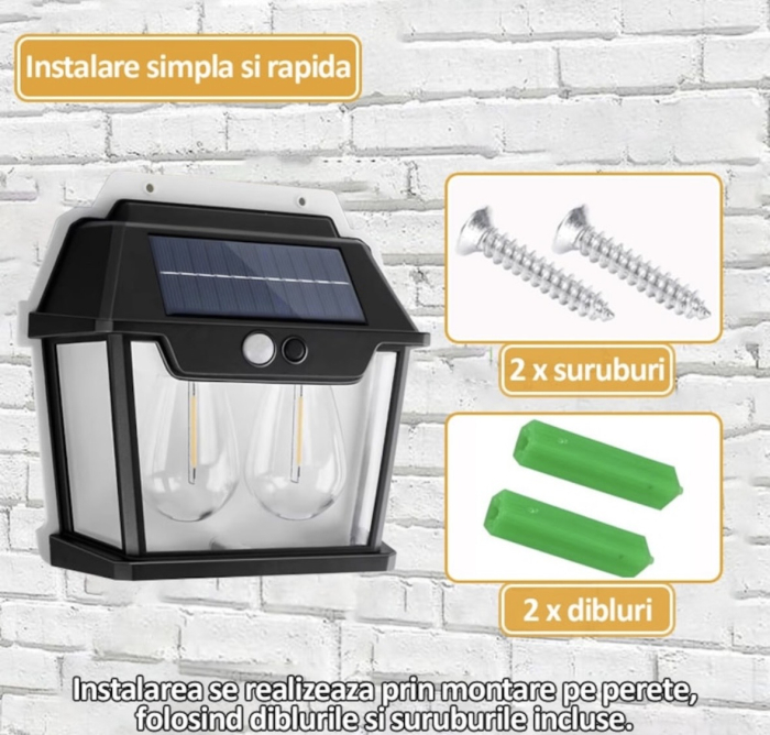Lampa solara cu 2 becuri [2]