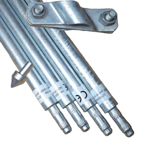 Sisteme de impamantare - Kit Impamantare cu 4 Electrozi Tip BP, D=20 x 1500 mm Zincati la cald, 1 Varf Ghidaj si 1 Clema Conexiune, Fara Sapaturi pentru Case, Garduri Electrice, Panouri solare