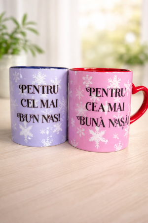 Căni personalizate - Cană mâner inimă pentru Nași