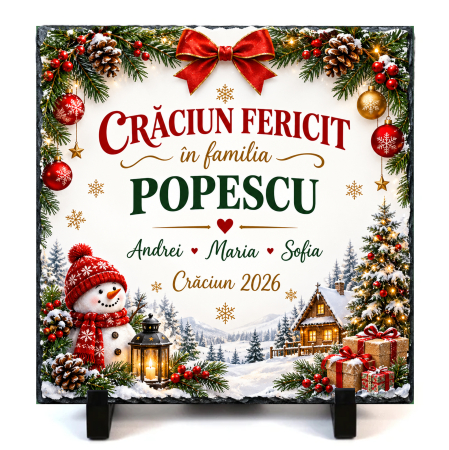 Crăciun - Piatră Ardezie Personalizată de Crăciun