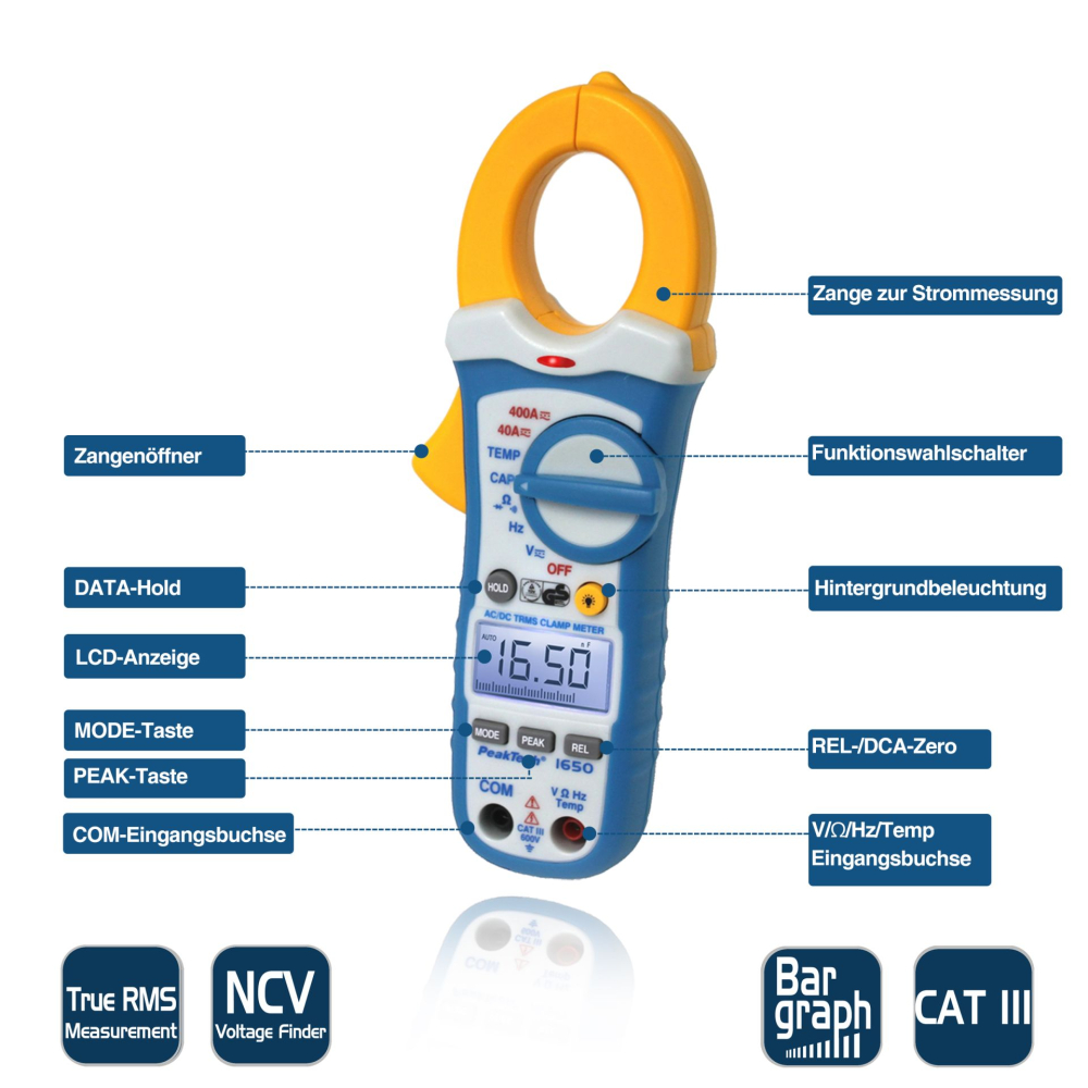 Cleste ampermetric PEAKTECH P 1650  400A 600V [3]
