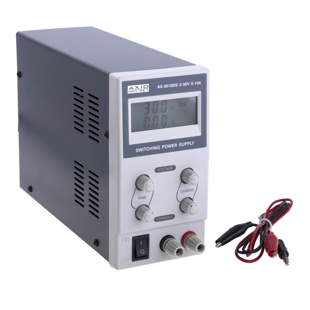 Sursa de alimentare, AXIOMET, AX-3010DS, LCD, 1 canale, pentru prototipare și testare rapidă a circuitelor, Setare tensiune cu buton rotativ [1]