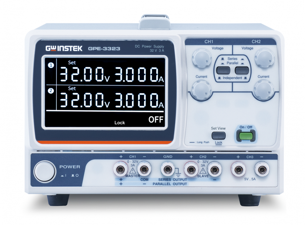 Sursa de alimentare, GW INSTEK, GPE-3323, LCD 4,3", 3 canale, pentru susținerea experimentelor în domeniul educațional,  [1]