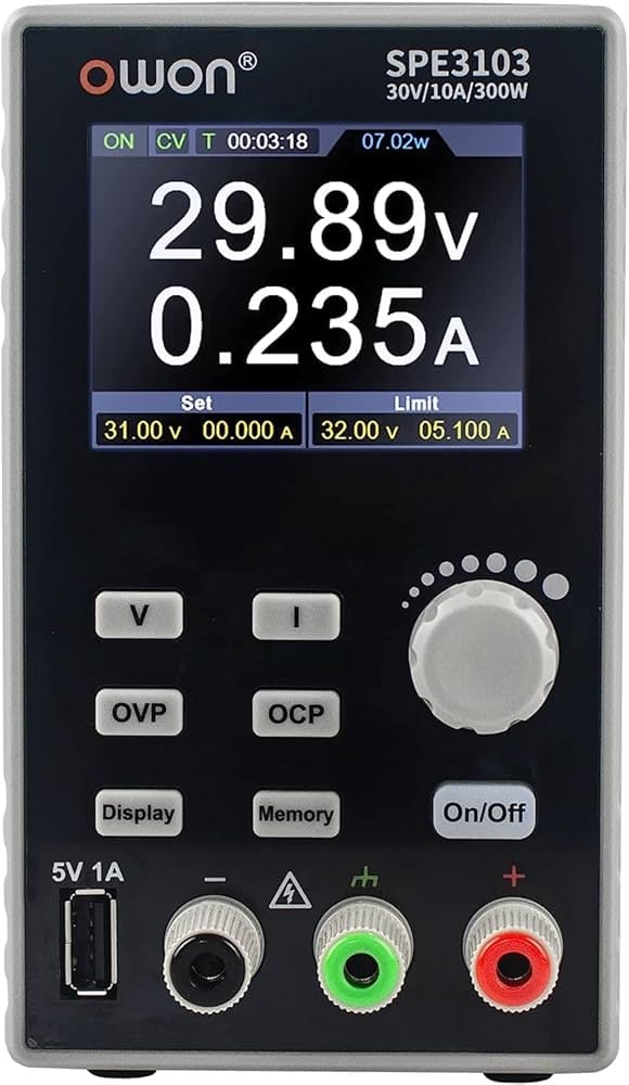 Sursa de alimentare, OWON, SPE6103, LCD 2.8", 1 canale, pentru alimentare în atelier, Memorie setari [1]