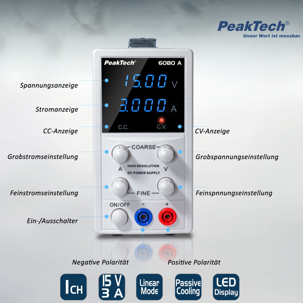 Sursa de alimentare PEAKTECH P 6080A  0...3A 0...15V DC [3]