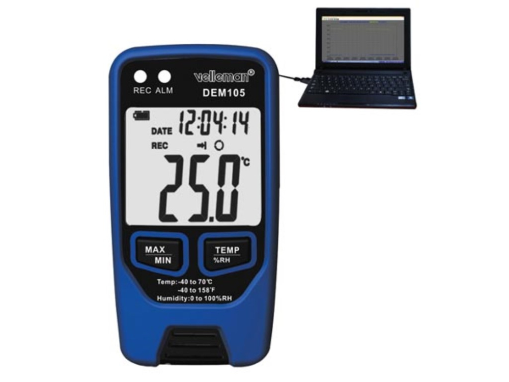 Termometru VELLEMAN VEL-DEM105, 96x50x30mm baterie CR14250 1/2AA 3,6V x1, termo-higrometru [6]