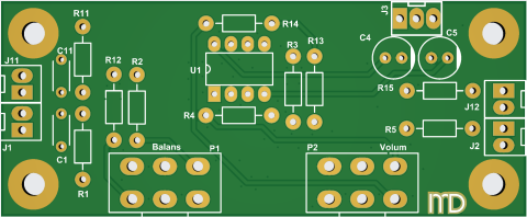 Audio - Modul reglaj volum și balans - placa de circuit