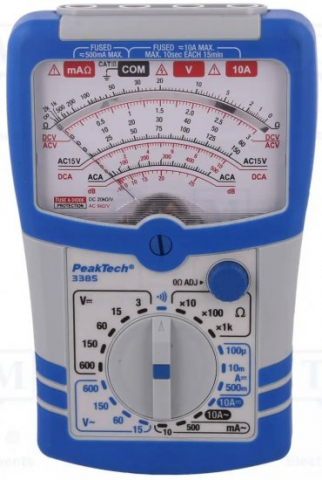 Instrumente de masura si control - Multimetru analogic, PEAKTECH, PKT-P3385, 2.5V-0.6kV, 10mA-10A