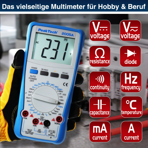 multimetru digital, PEAKTECH, PKT-P2005A, 200mV-1kV, 2mA-10A [2]