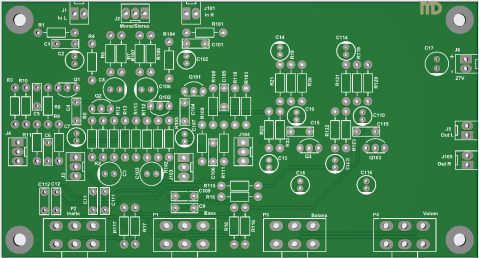 Audio - Preamplificator corector de ton - placa de circuit