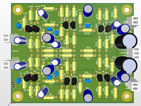 Audio - Preamplificator RIAA (pentru doza de pick-up) - kit de asamblat