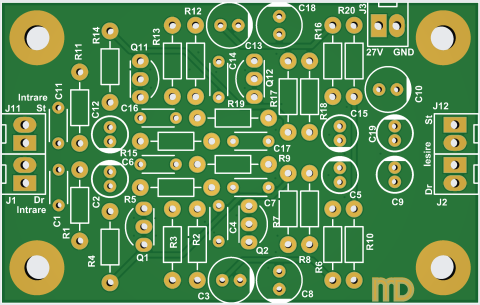 Audio - Preamplificator RIAA (pentru doza de pick-up) - placa de circuit