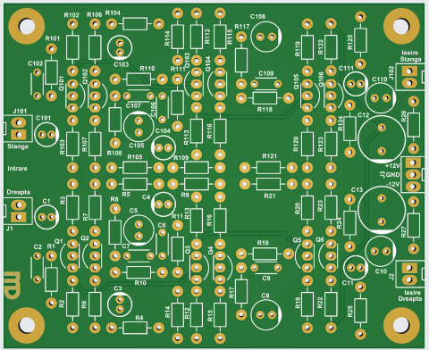 Audio - Preamplificator RIAA (pentru doza de pick-up) - placa de circuit