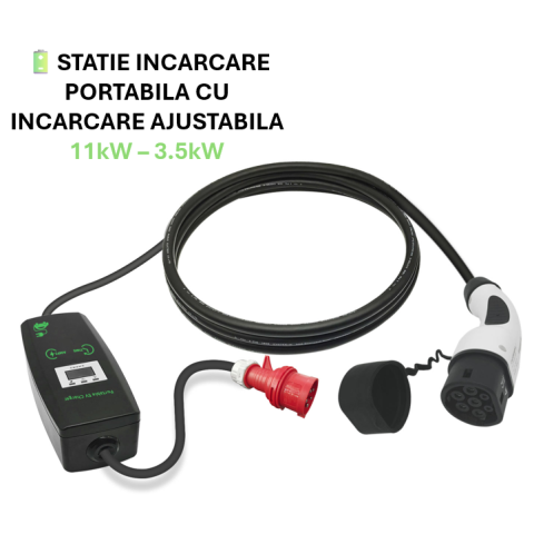 Incarcare Vehicule Electrice - Stație Încărcare masini electrice 11 kW, 7 kW, 3.5 kW, Control Putere, Type 2, 3 Faze, 16A, Mufă CEE