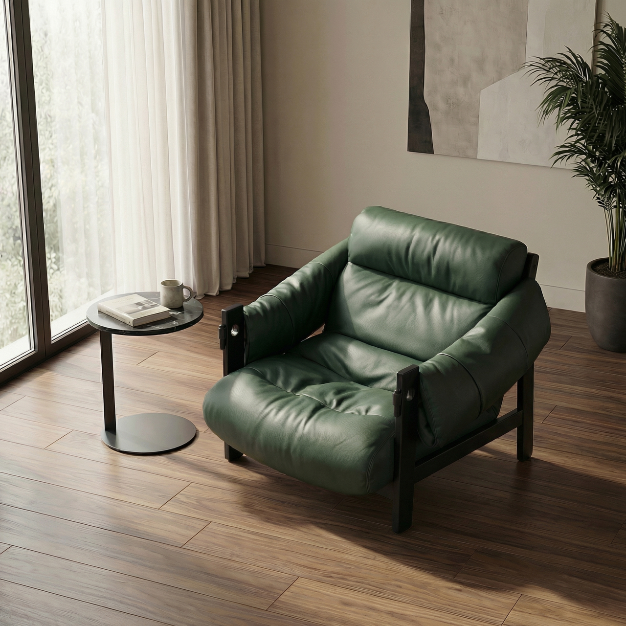 Arbo Fotoliu Lemn + Piele Ecologică Verde Forest [2]