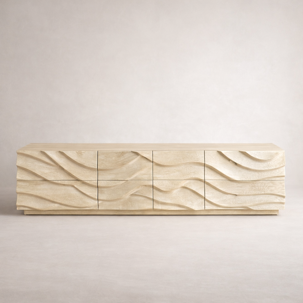 Arbo Living Crem Sculptural - Comodă TV Lemn Premium [2]