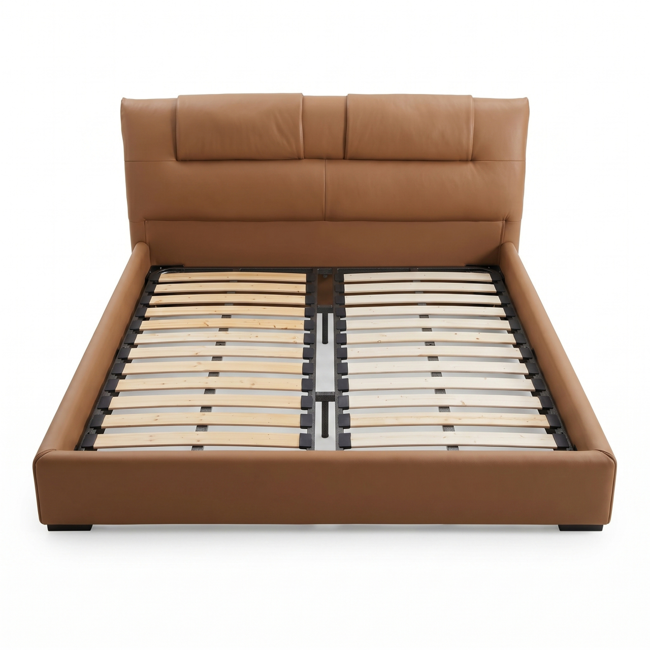 Arbo Pat Tapitat Cognac cu Masaj 180x200 cm – Piele Ecologică Premium [2]