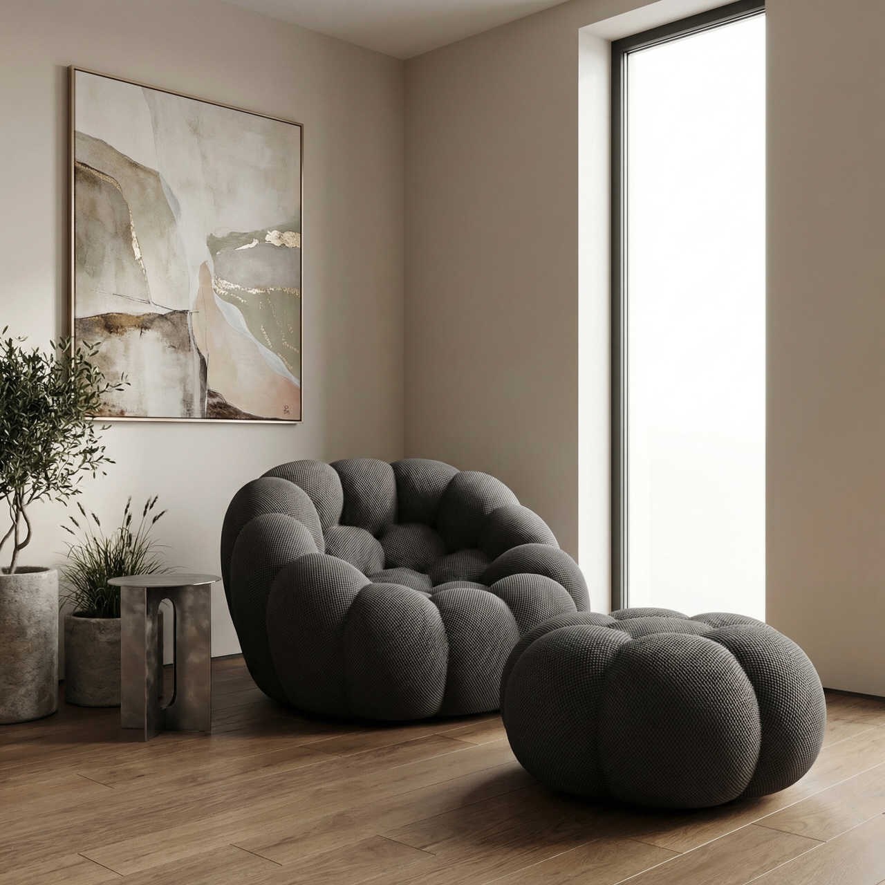 Arbo Set Bubble Cloud Antracit - Fotoliu + Otoman [2]