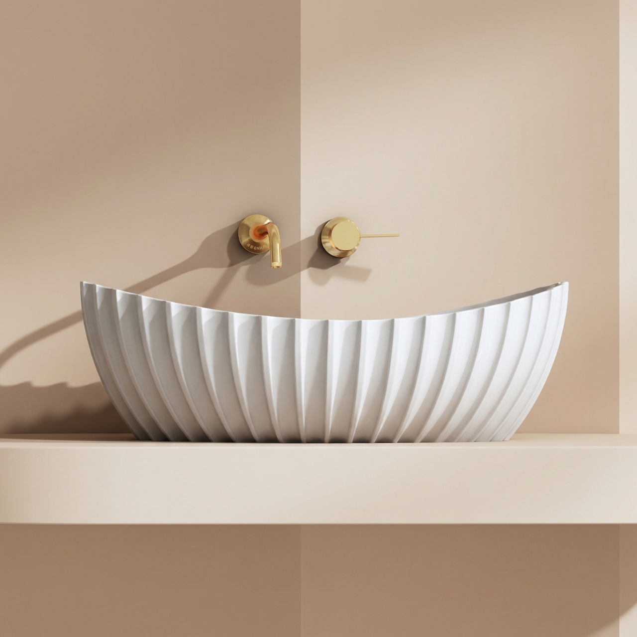 Lavoar Freestanding Celeste din acril cu suprafață solidă - Alb Mat [2]