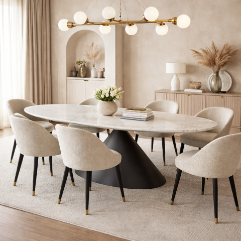 Mese de Sufragerie - Arbo Axis Stone – Masă Sufragerie Ovală Modernă