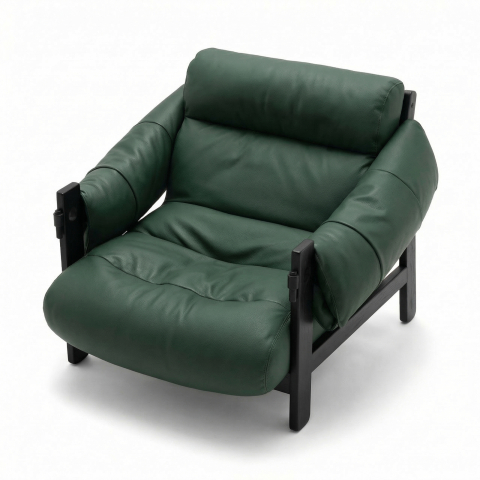 Canapele si Fotolii - Arbo Fotoliu Lemn + Piele Ecologică Verde Forest