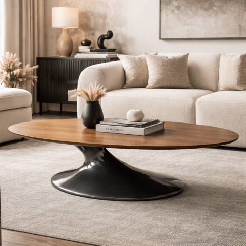 Mese de Cafea - arbo masa cafea lemn sculptural otel negru