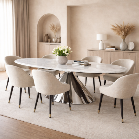 Mese de Sufragerie - arbo masa sufragerie ovala piatra otel axis stone