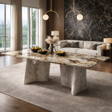 Mese de Sufragerie - arbo masa dining marmura naturala sculpturala 200x100