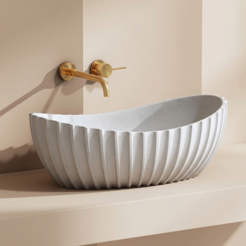 Chiuvete Baie - Lavoar Freestanding Celeste din acril cu suprafață solidă - Alb Mat