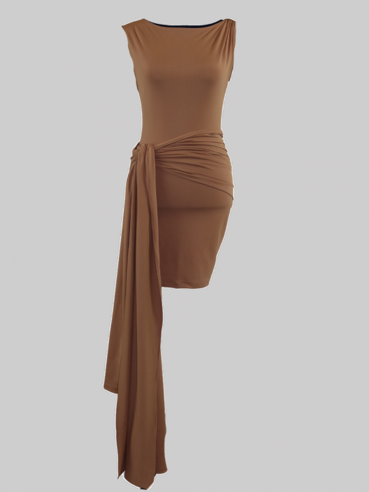 Rochie  Drape Mini Bej [4]