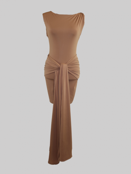 Rochie  Drape Mini Bej [5]